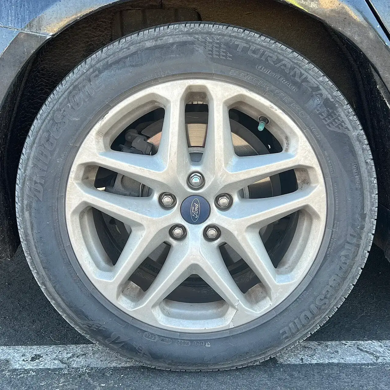Bridgestone Turanza QuietTrack touring tyre on a car wheel