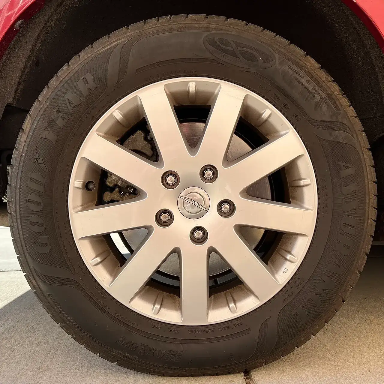 Goodyear Assurance touring tyre on a car wheel