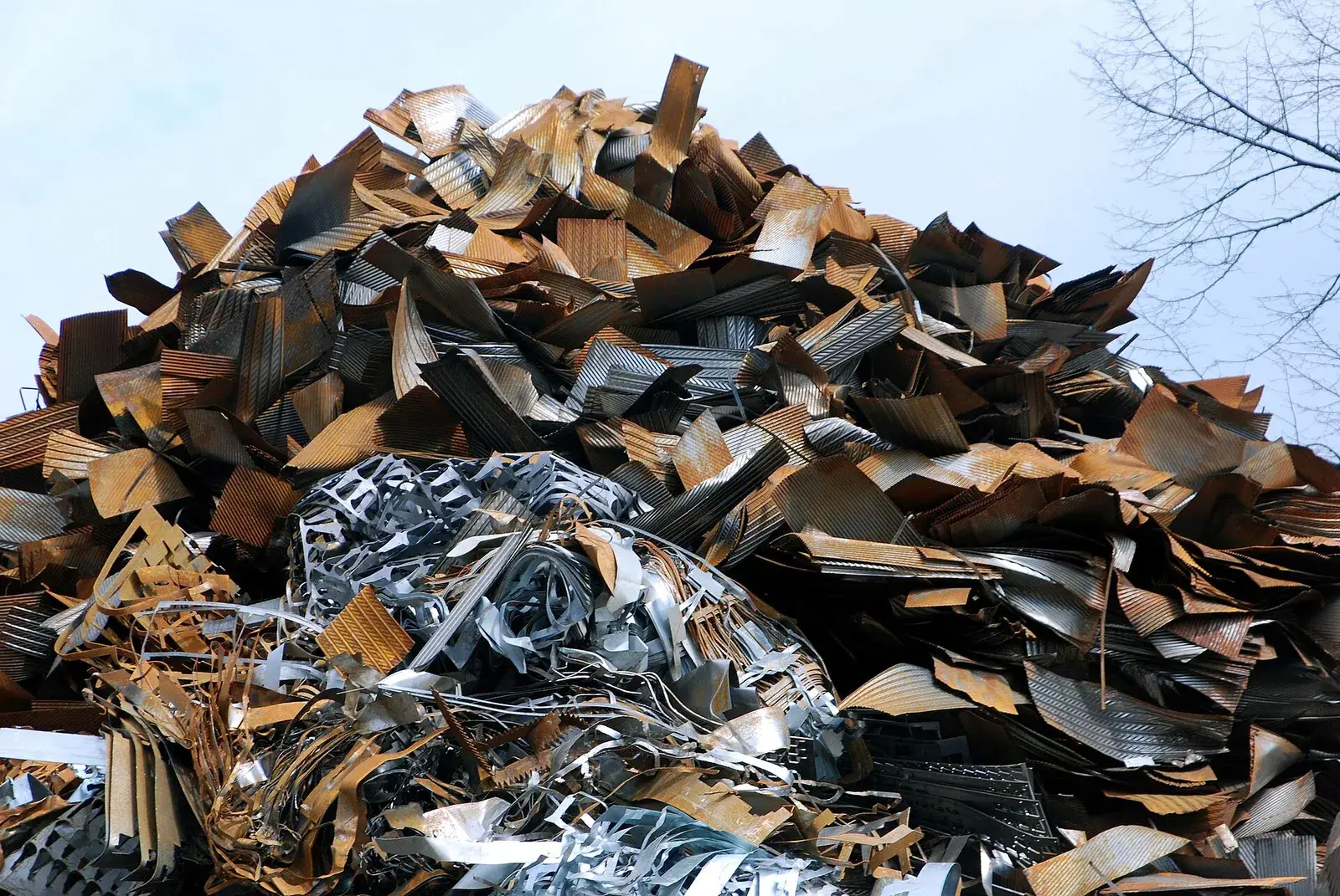 Pile of light steel sheet scrap