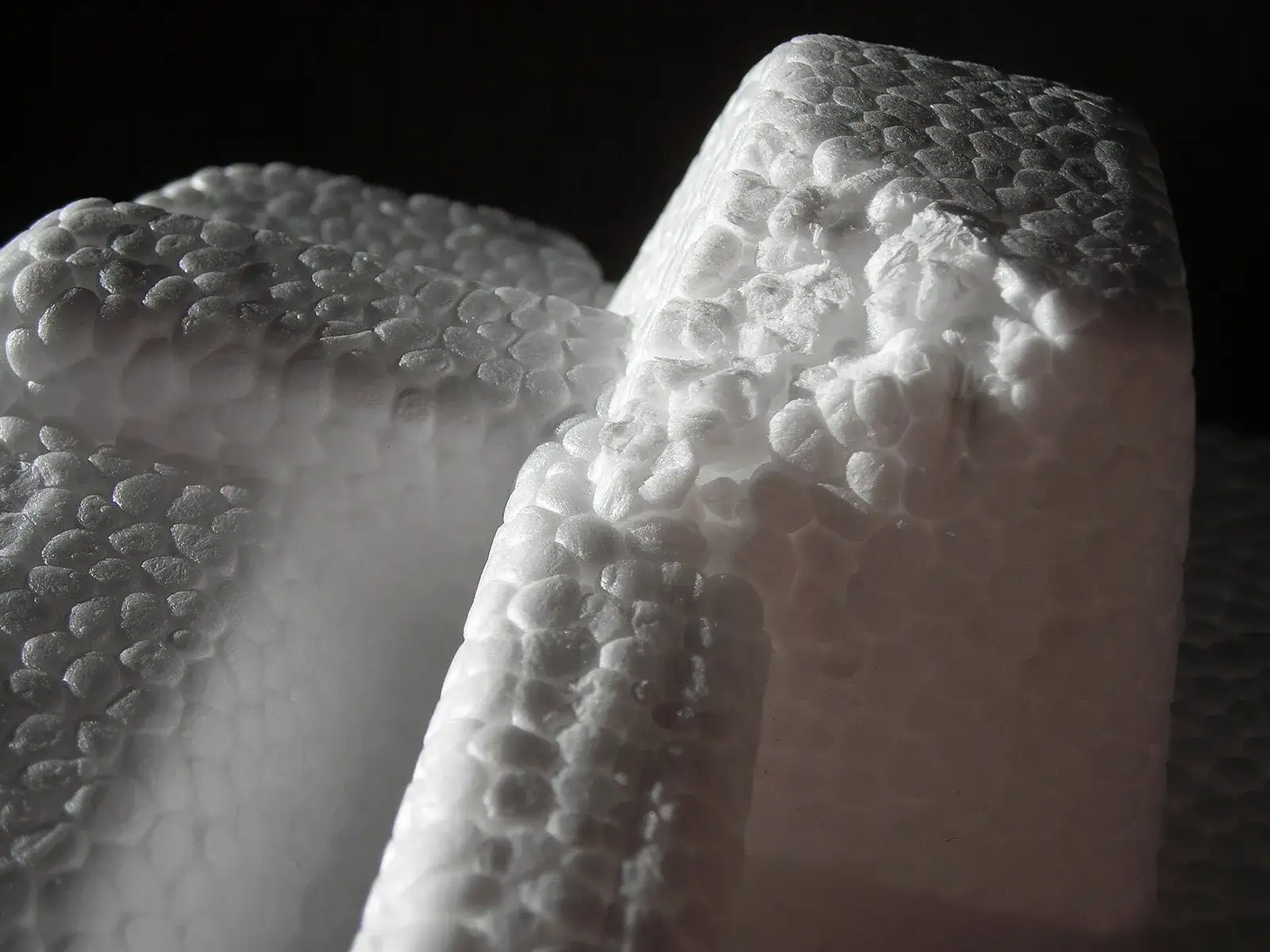 Expanded polystyrene blocks close-up