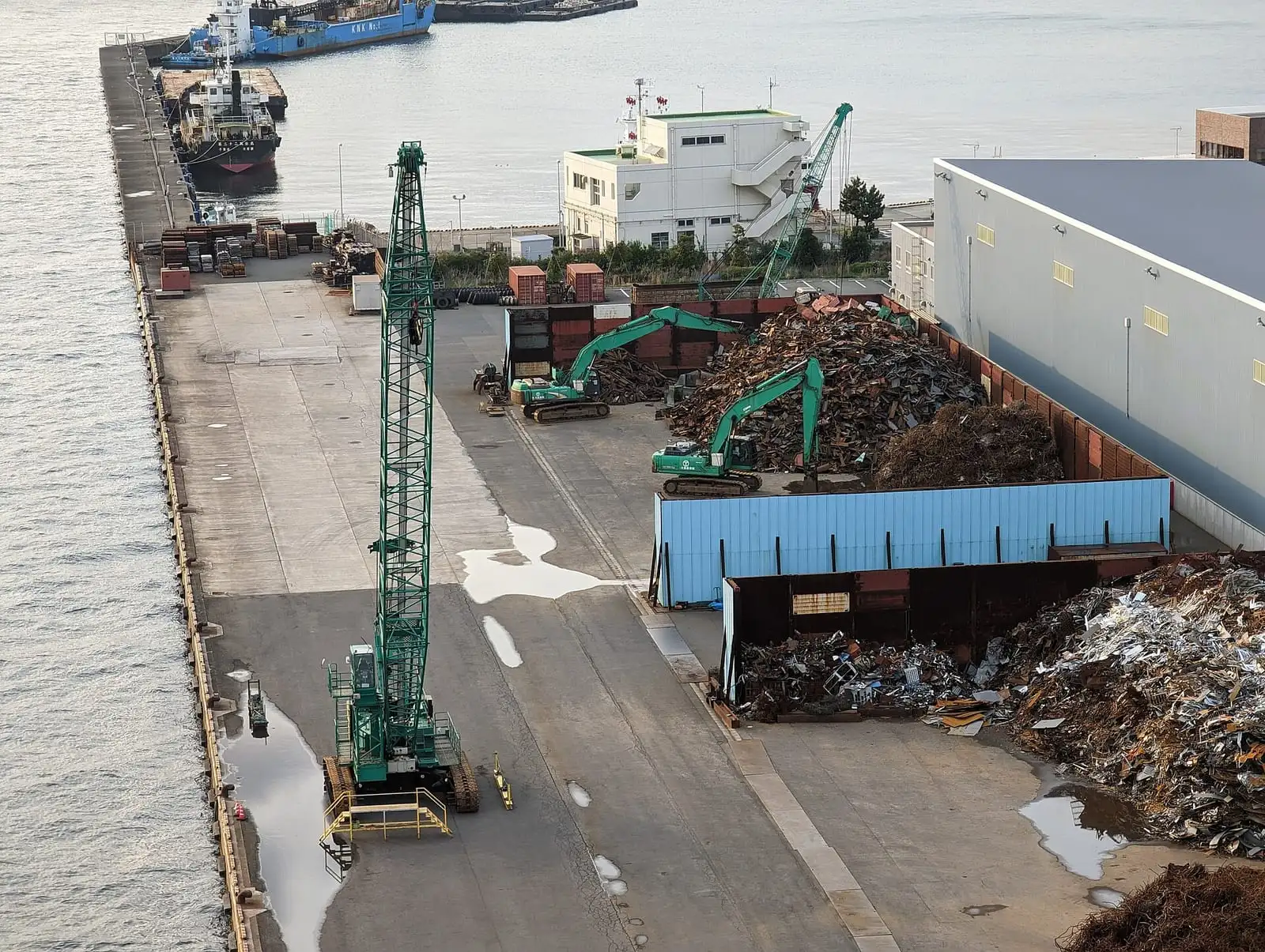 Ferrous scrap stockpile at a port loading berth