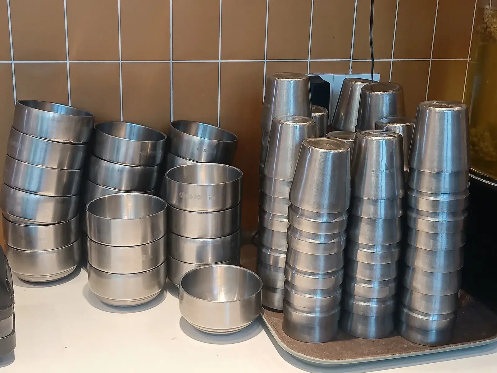 Stacked stainless steel bowls