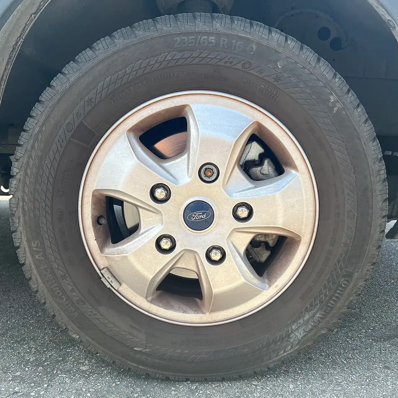 Van tyre fitted to a light commercial vehicle wheel