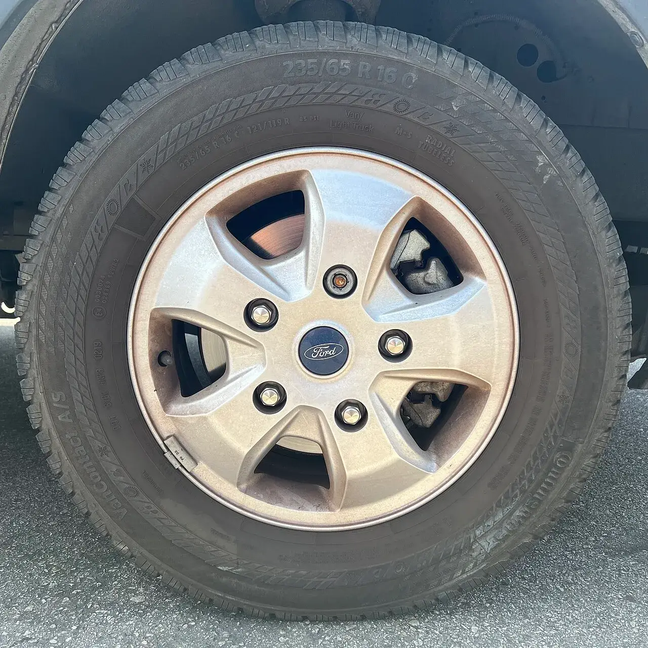 Van tyre fitted to a light commercial vehicle wheel